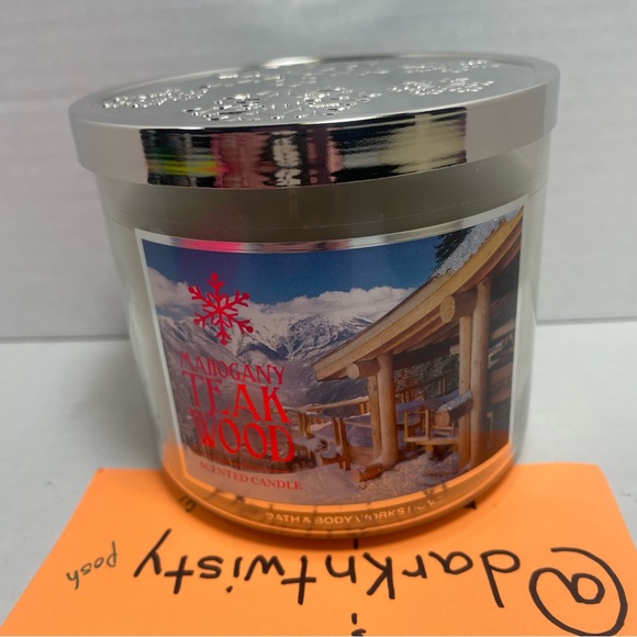 BNWT 1 Bath & Body Works Mahogany Teakwood 14.5 oz 3 wick Candle Great Add on! - Picture 2 of 6
